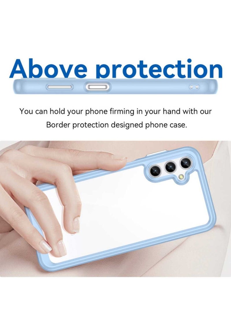 Generic - For Samsung Galaxy A14 Case,Slim Dropproof[Defend from Drop/Scratch/Slip/Fingerprint] Clear Acrylic Hard Back Soft TPU Bumper Hybrid Cover for Samsung Galaxy A14,Blue - Image 1