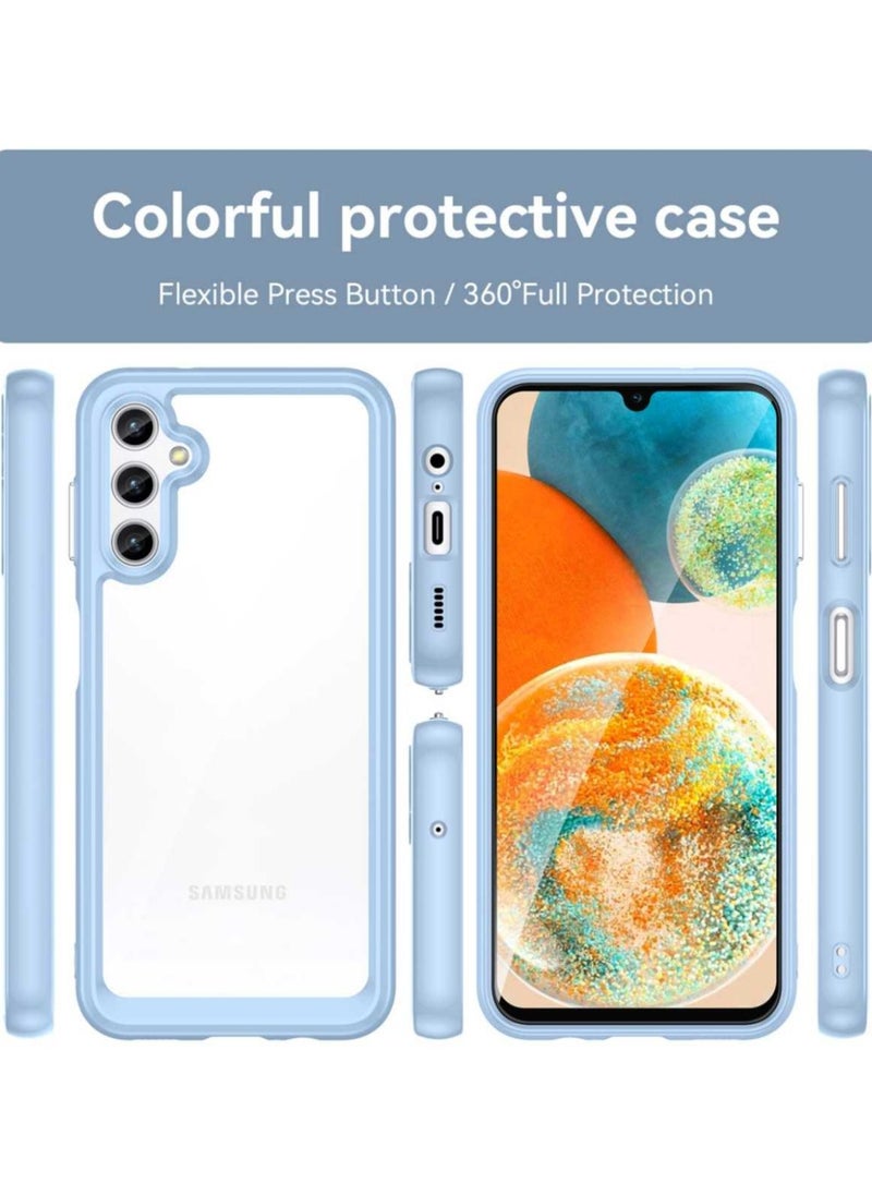 Generic - For Samsung Galaxy A14 Case,Slim Dropproof[Defend from Drop/Scratch/Slip/Fingerprint] Clear Acrylic Hard Back Soft TPU Bumper Hybrid Cover for Samsung Galaxy A14,Blue - Image 1