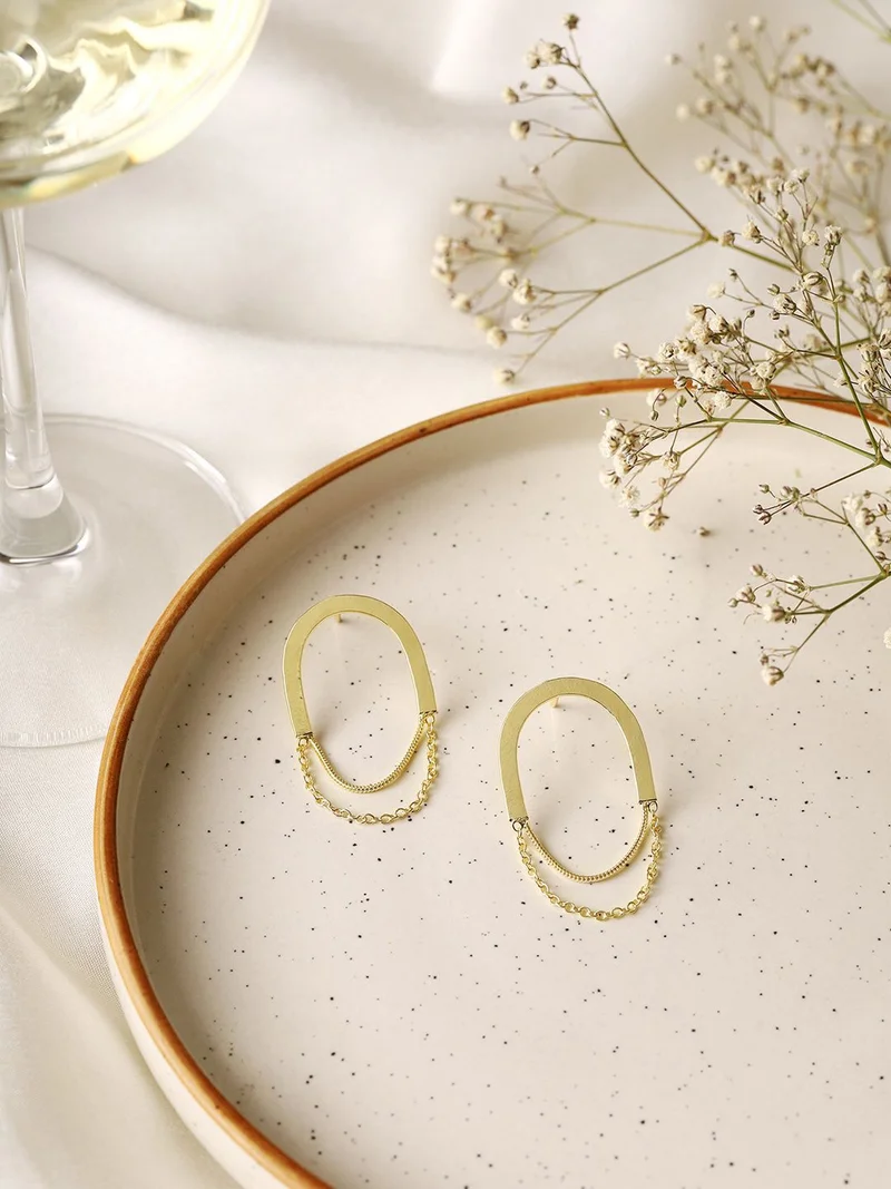 Priyaasi Plated Metal Chain Drop Earrings