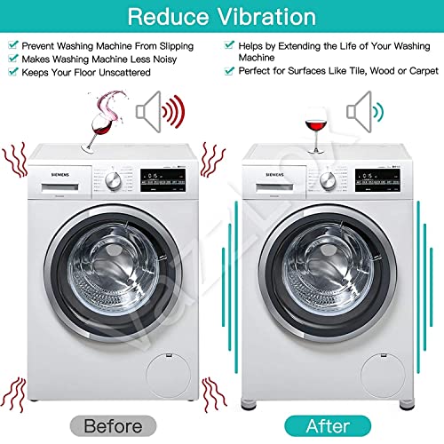 VazzLox Anti Vibration Pads for Washing Machine Washing Machine Feet Pads Shock Absorber Noise Cancelling Washing Machine Rubber Pads Washing Machine Anti Vibration Pad with Tread Grip - Image 2