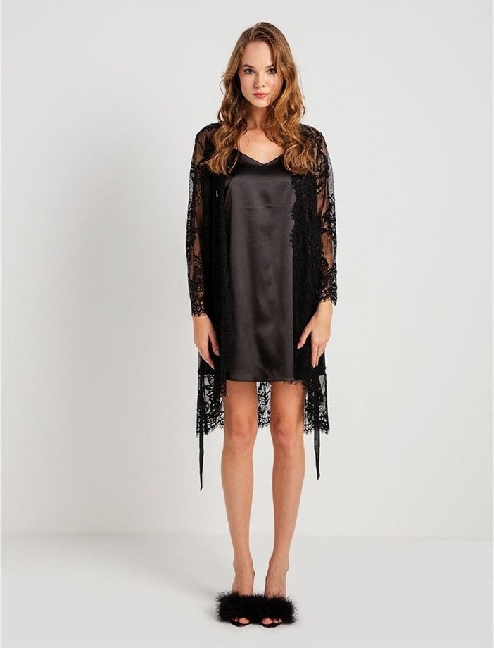 Magic Form 32805 Tassel Lace Dressing Gown - Black  - Image 5