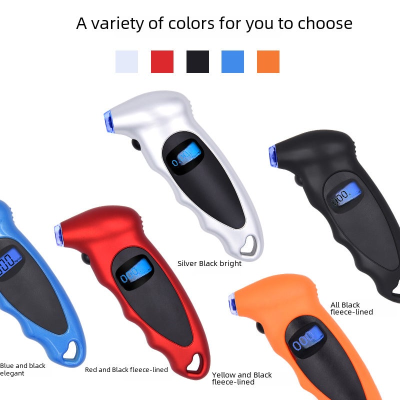Digital Display Tire Pressure Gauge Digital Display Tire Pressure Gauge High-Precision Air Pressure Gauge Electronic Monitoring Tire Pressure Gauge Tire Detection(Green black fleece-lined * 53g) - Image 2