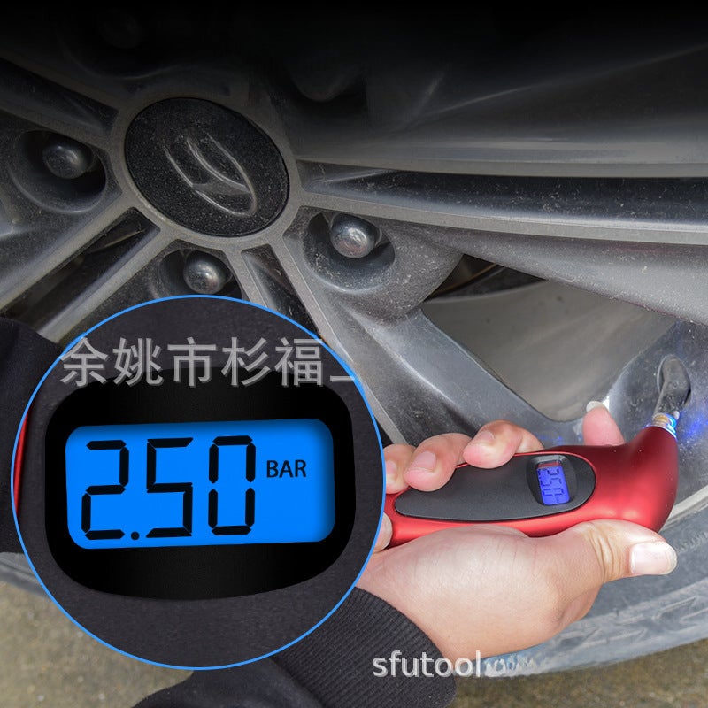 Digital Display Tire Pressure Gauge Digital Display Tire Pressure Gauge High-Precision Air Pressure Gauge Electronic Monitoring Tire Pressure Gauge Tire Detection(Green black fleece-lined * 53g) - Image 4