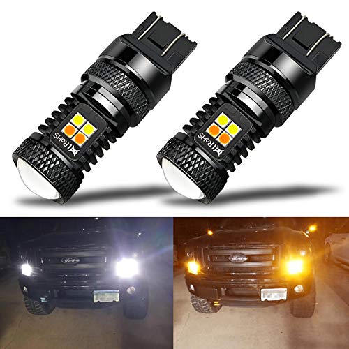 iBrightstar Extremely Bright 3030 Chipsets 7443 7444NA Switchback LED Bulbs with Projector Replacement for Daytime Running Lights/DRL and Turn Signal Lights, White/Amber - Image 1