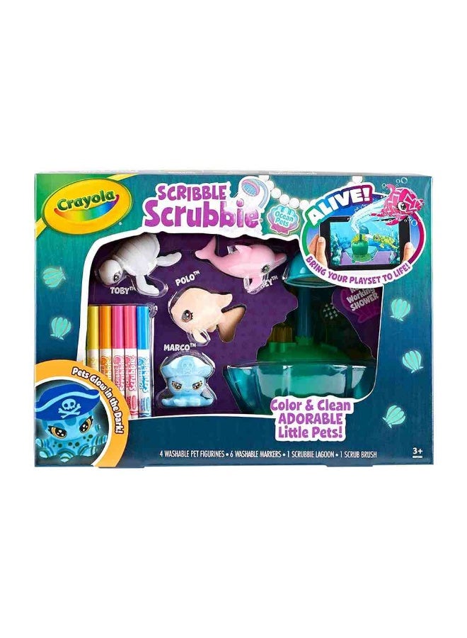 Crayola حيوانات المحيط المتلألئة القابلة للتلوين مع مجموعة اللعب في البحيرة - Image 1