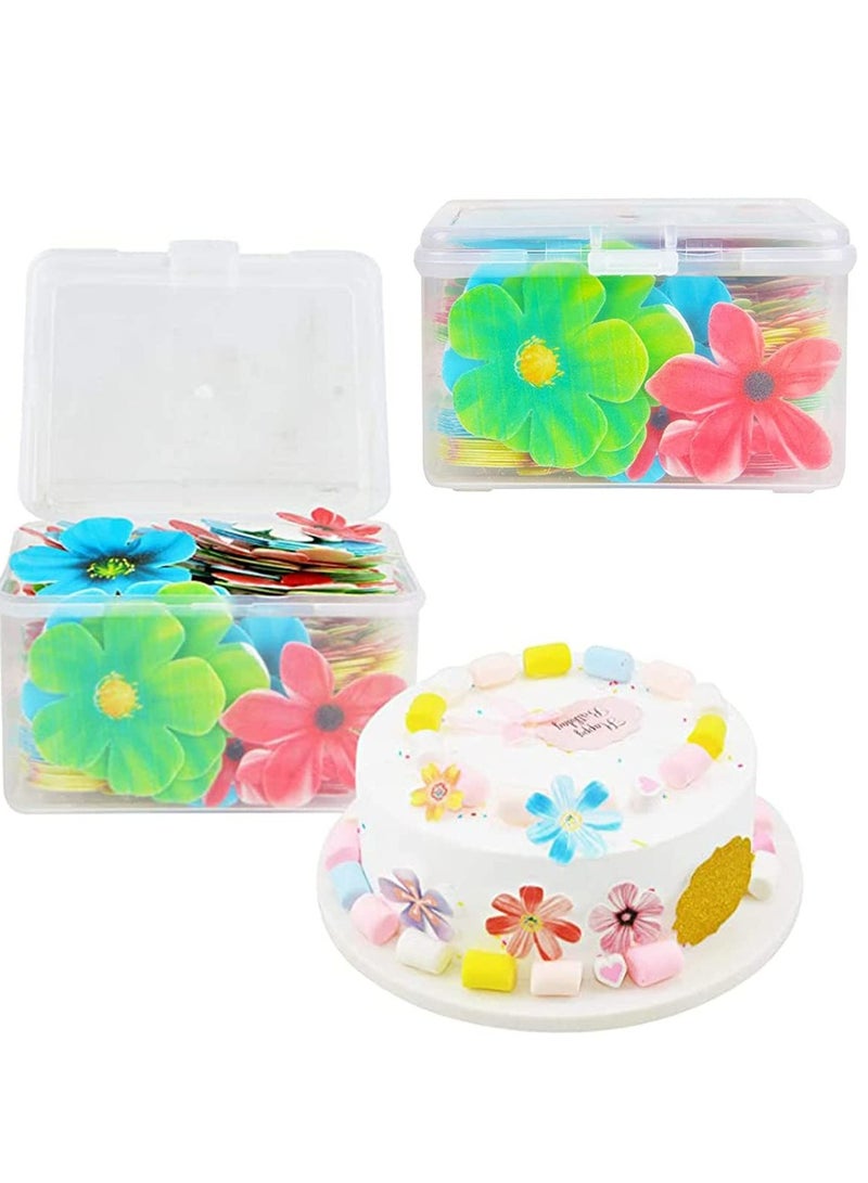 Edible Flower Cupcake Toppers, Set of 70 Pcs Mixed Size Flower Birthday Cake Toppers Multicolour, Family Cupcake Wedding Cake Birthday Party Food Decoration - Image 2