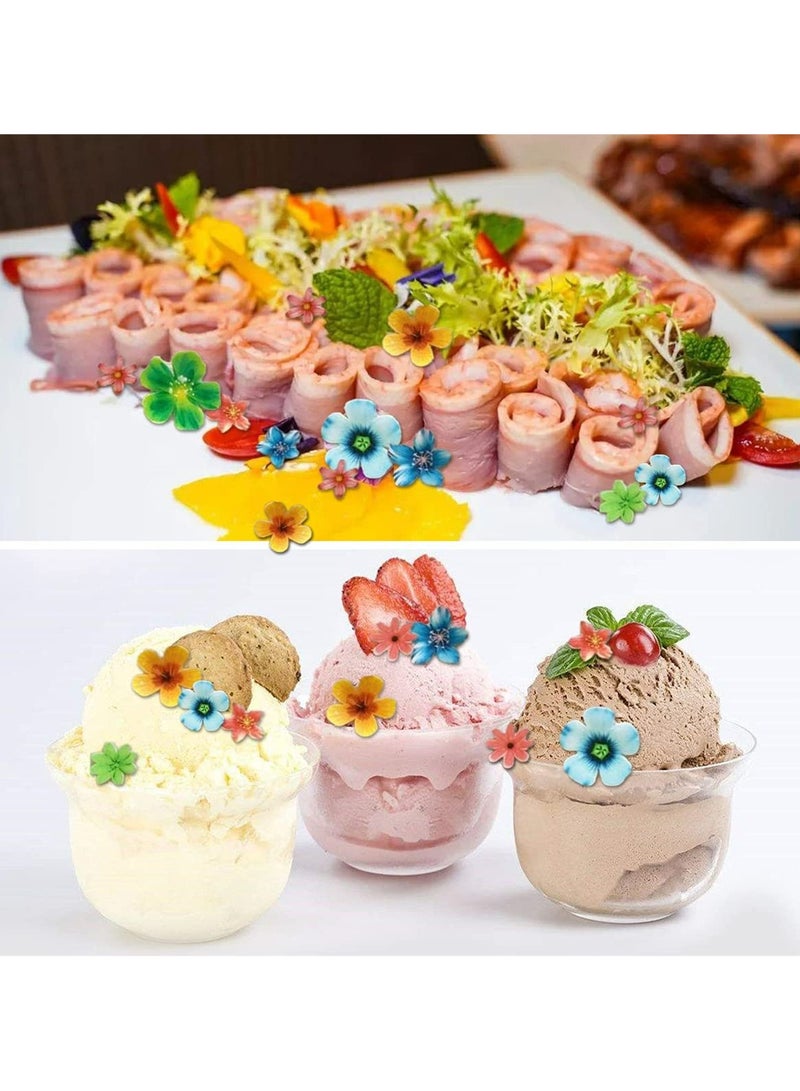 Edible Flower Cupcake Toppers, Set of 70 Pcs Mixed Size Flower Birthday Cake Toppers Multicolour, Family Cupcake Wedding Cake Birthday Party Food Decoration - Image 5