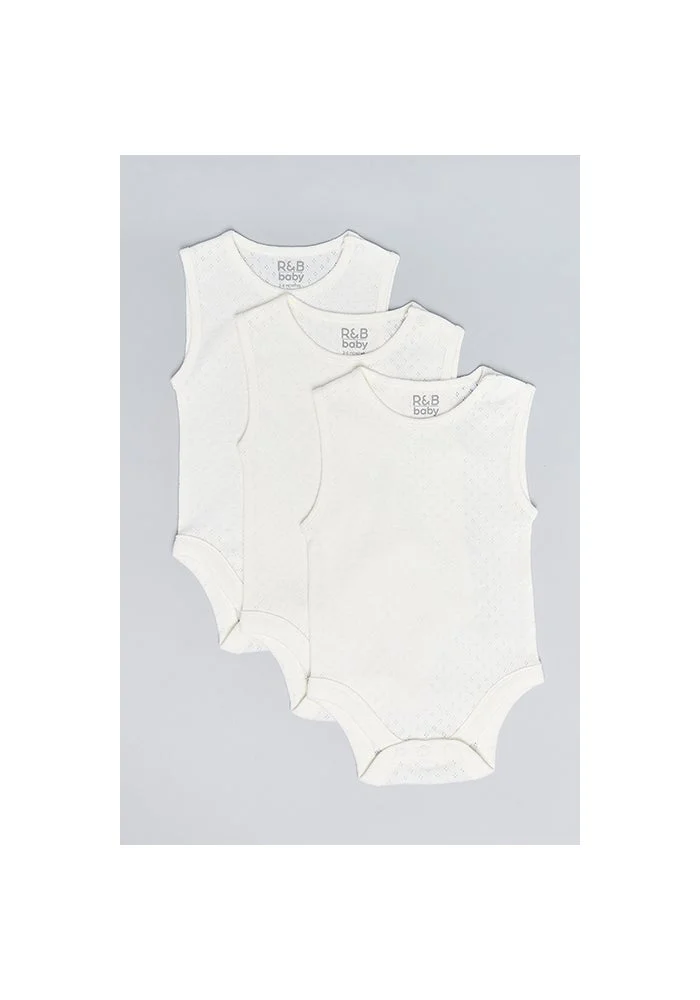 أر أند بي 3 Pack Solid Sleeveless Bodysuits
