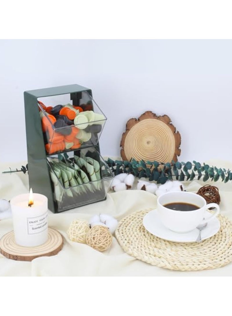 Arabest Coffee Pod Storage with 2 Large Capacity Basket K Cup Holder Countertop Organizer for Creamer Keuring Espresso Capsule Plastic Tea Bag Organizer Green/Clear  - Image 5