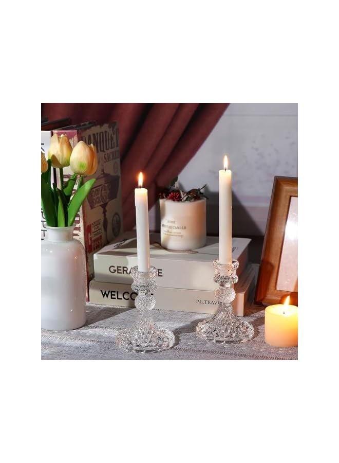 The Bros Glass Candle Holder Set of 6, Clear Candle Holders, Tapered Candle Holders for Weddings, Holidays, Parties and Festive Decorations - Image 5