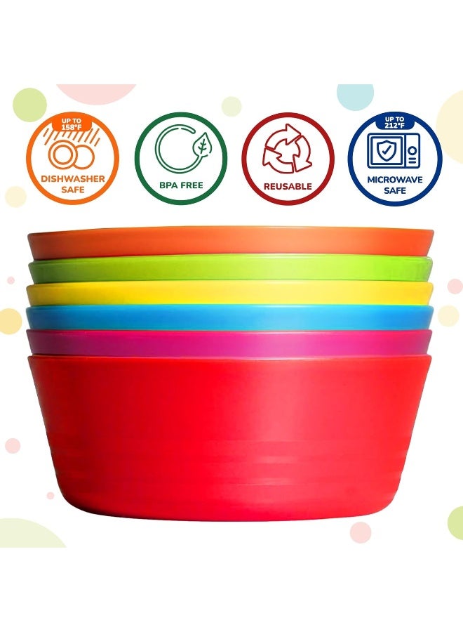 PLASKIDY Plastic Toddler Bowls Set of 6 Kids Bowls 10 Oz - Image 3