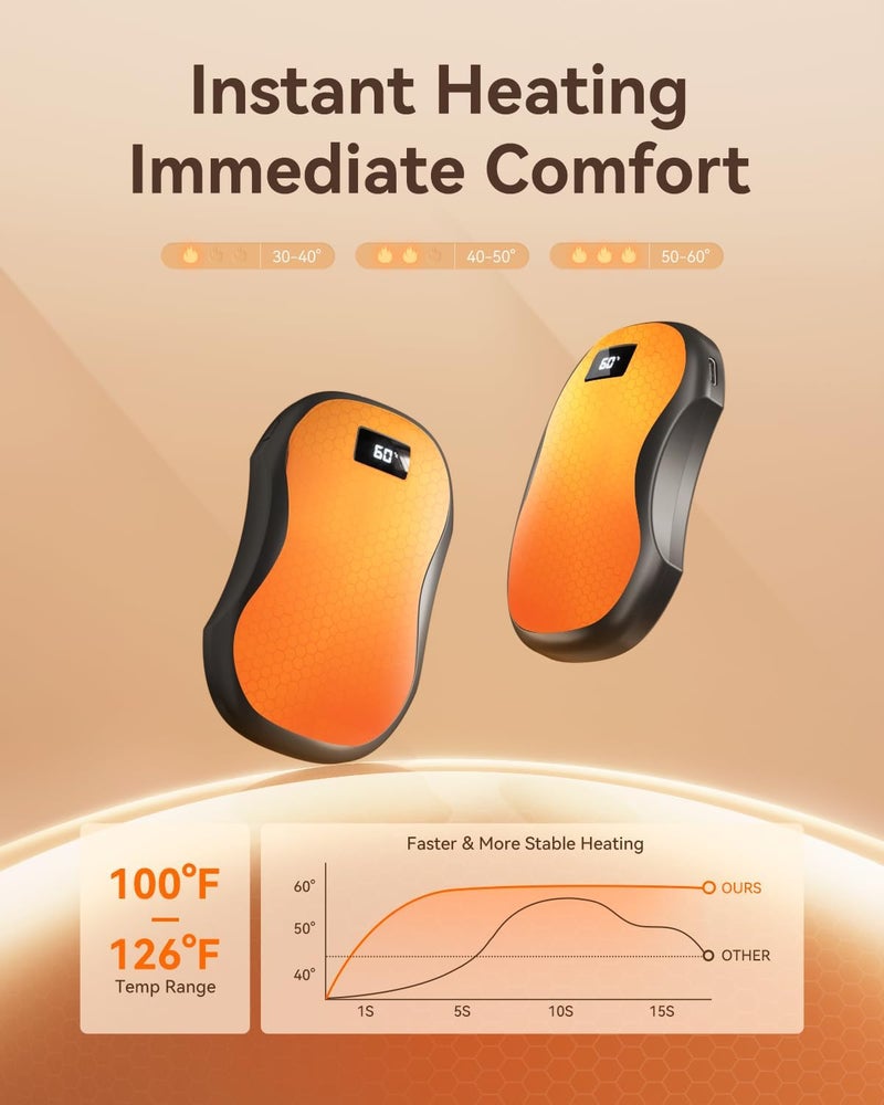 N26 Magnetic split hand warmer, two-in-one hand warmer, mini digital display USB charging hand warmer - Image 4