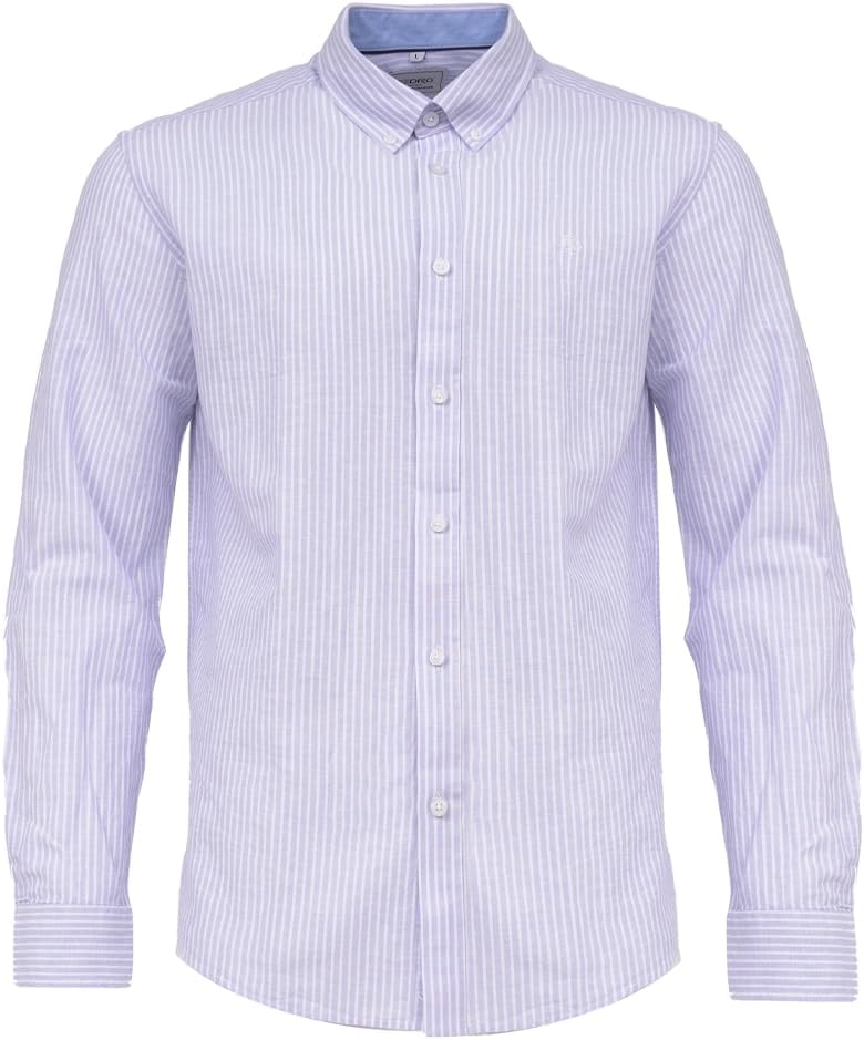 Cedro Men's Light Blue Linen/Cotton Mix Long Sleeve Shirt - Image 1