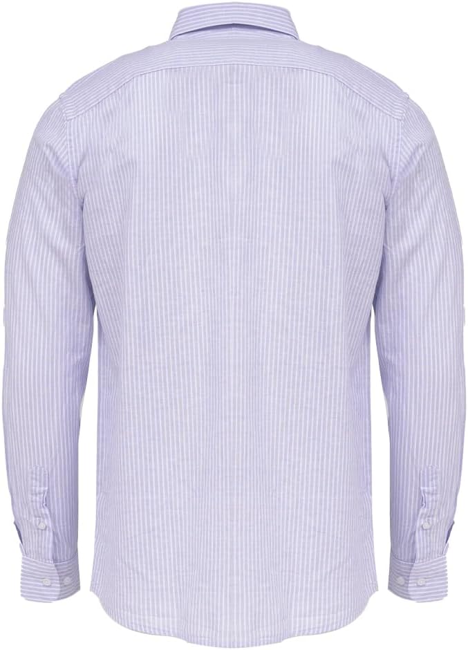 Cedro Men's Light Blue Linen/Cotton Mix Long Sleeve Shirt - Image 2