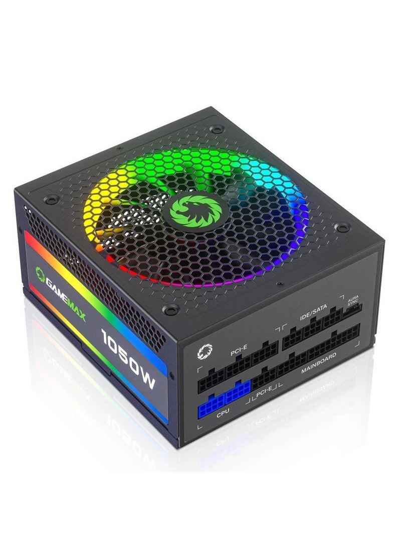 Generic GAMEMAX Power Supply 1050W Fully Modular 80+ Gold Certified with ARGB Light, RGB-1050 