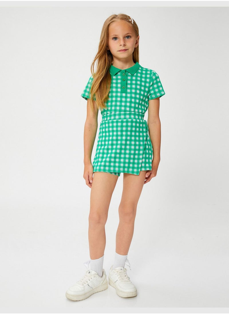KOTON - Polo T-Shirt Crop Short Sleeve Button Detail Slim Fit Cut - Image 1