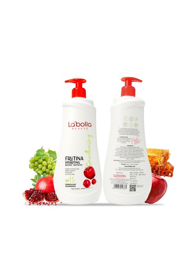 Labolia Beaute Frutina Hydrating Body Lotion for Smooth & Glowing Skin | SPF 15 | Mositurizer for All Skin Type | Dermatologist Recommended Pack of 1, 650ml - Image 2
