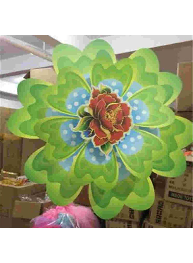 Double Layer Laser Sunflower Sequin Windmill Toy Flash Sunflower Colorful Cartoon Smiley Animal Wheel Outdoor-Color:Double Lotus Windmill ]  - Image 1