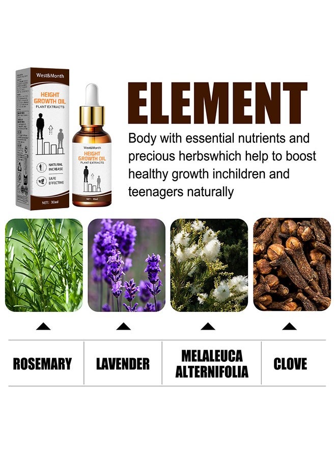 West&Month Height Growth Oil Plant Extracts, Body Boost Essential Oils Foot Stimulation Massage, Natural Herbal Height Increasing Essential Oil, Growth Massage Oil, Promot Bone Growth For Adolescent Bone Growth  - Image 5