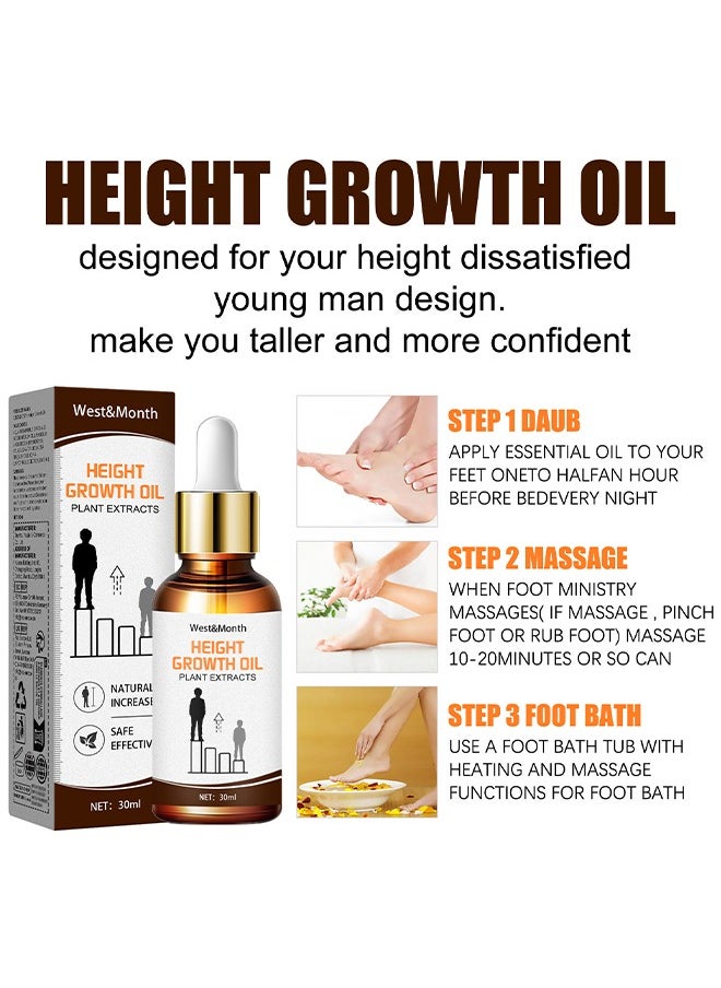 Height Growth Oil Plant Extracts, Body Boost Essential Oils Foot Stimulation Massage, Natural Herbal Height Increasing Essential Oil, Growth Massage Oil, Promot Bone Growth For Adolescent Bone Growth
