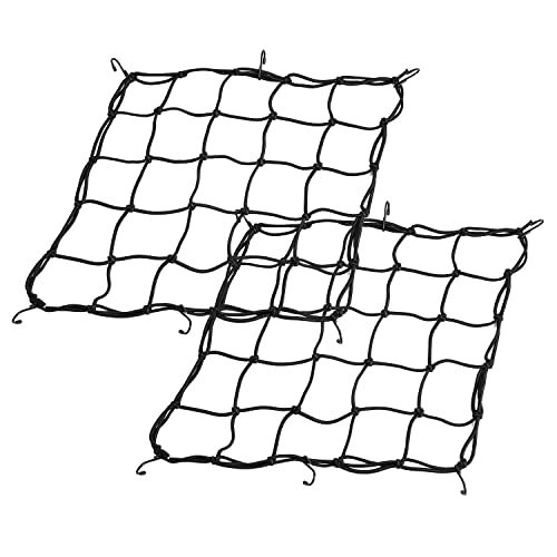 ZZJMCH Motorcycle Cargo Net 2Pack 157x157 Heavy Duty Bungee Net Stretches to 315x315 Gear Helmet Luggage Thicken Netting with 2x2 Small Mesh 6 Adjustable Metal Hooks for Motorcycle Bike ATV - Image 1
