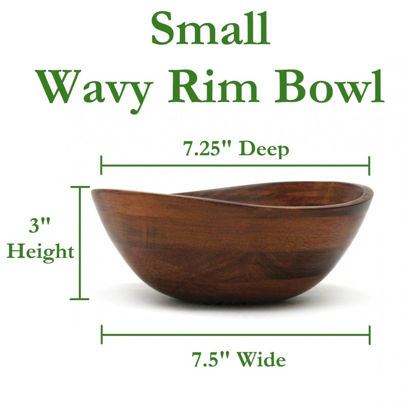Lipper International Cherry Finished Wavy Rim Beechwood Serving Bowl for Fruits or Salads, Matte, Small, 7.5" x 7.25" x 3", Single Bowl, 30.43Fl oz - Image 2