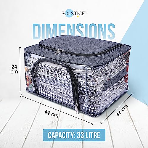 SOLSTICE Storage Box for Clothes of Plastic (44 x 32 x 24 cm) | Oraganisers Storage box for Cloth, Dresses, Saree, Lehenga. Pack of 4 - Image 2