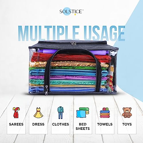 SOLSTICE Storage Box for Clothes of Plastic (44 x 32 x 24 cm) | Oraganisers Storage box for Cloth, Dresses, Saree, Lehenga. Pack of 4 - Image 5