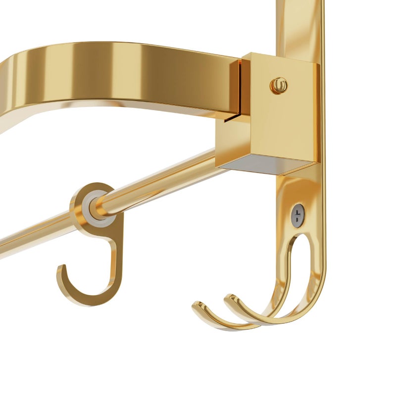 LUXIUR Towel Rack for Bathroom, Shelf for Wall with Towel Hooks, Towel Rack, Kitchen Accessories Items Wall Mounted for Heavy-Duty Elegance (Gold, 18 Inch) - Image 3