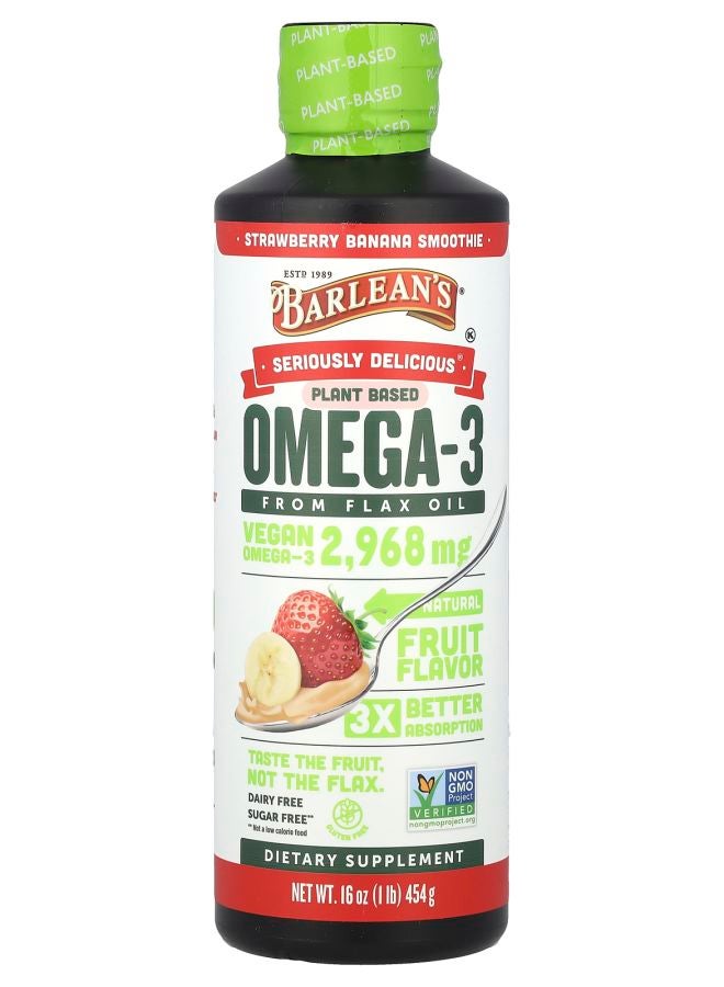 BARLEAN'S Seriously Delicious® Omega-3 From Flax Oil Strawberry Banana Smoothie 2968 mg 16 oz (454 g)  - Image 1