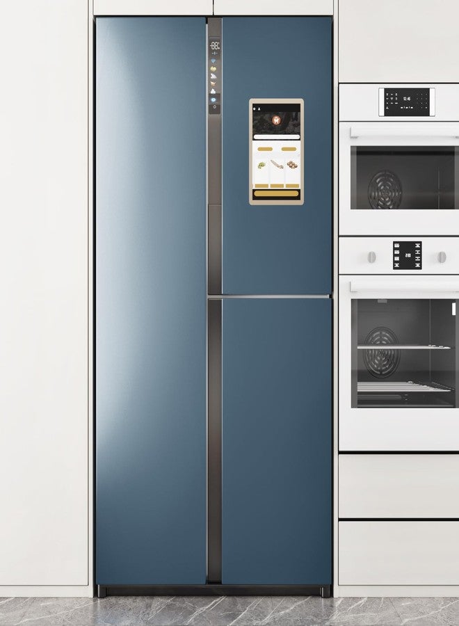 Wallercity Metal Indigo Peel and Stick Contact Paper for Countertops Navy Blue Stainless Steel Peel and Stick Wallpaper Self Adhesive Refrigerator Cover Film Contact Paper for Cabinets 15.8''x78.7'' - Image 2