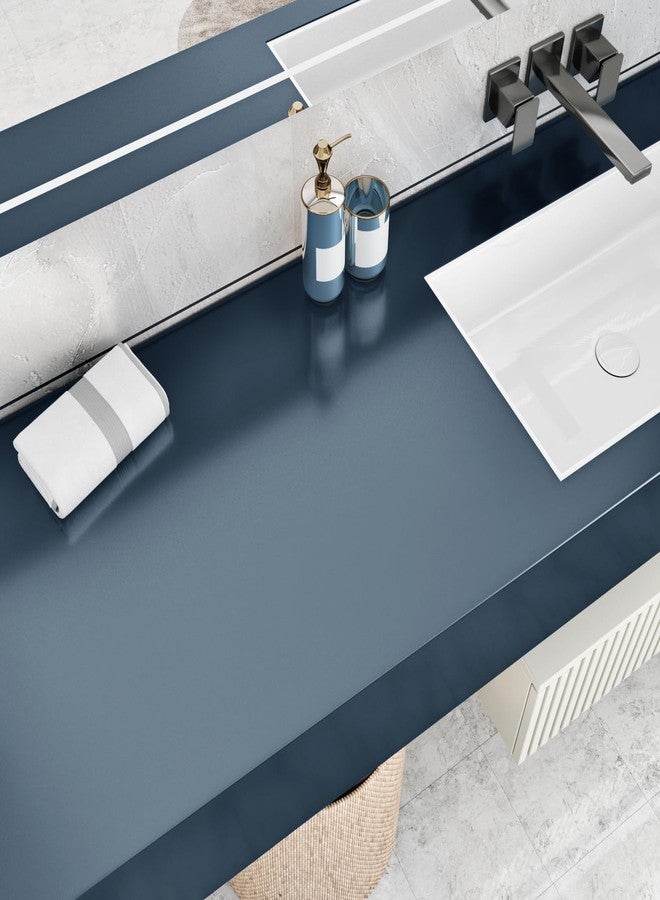 Wallercity Metal Indigo Peel and Stick Contact Paper for Countertops Navy Blue Stainless Steel Peel and Stick Wallpaper Self Adhesive Refrigerator Cover Film Contact Paper for Cabinets 15.8''x78.7'' - Image 5