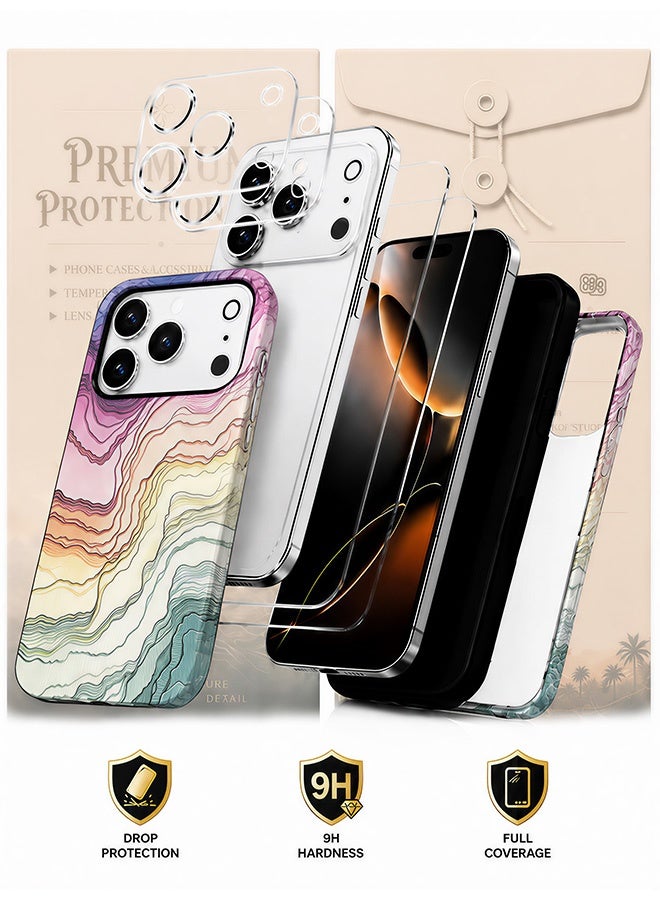 مافي مجموعة حماية 5 في 1 لهاتف iPhone 17 Pro - غطاء مزدوج الطبقات مقاوم للصدمات (طبقة داخلية من مادة TPU + طبقة خارجية من مادة PC) مع واقيين للشاشة فائق الدقة وواقيين شفافين لعدسة الكاميرا - حماية كاملة ضد الصدمات، غطاء هاتف مضاد لبصمات الأصابع والعرق مع أزرار مستقلة - Image 2