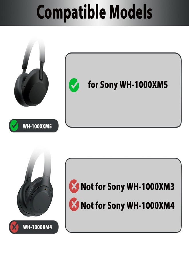 Adhiper XM5 Silicone Case Sweat Earpad Covers for Sony WH-1000XM5, Upgraded Ear Covers Silicone Case Accessories for Sony WH-1000XM5 Wireless Headphones, Sweatproof Easily Washable - Black - Image 2
