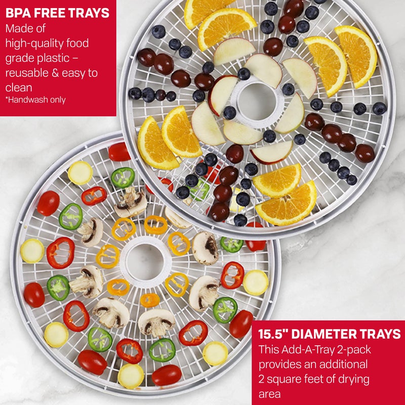 NESCO TR-2 White Plastic Round 15 1/2" Add-A-Trays, to fit 1000 Series Food Dehydrators, 2 Pack - Image 4