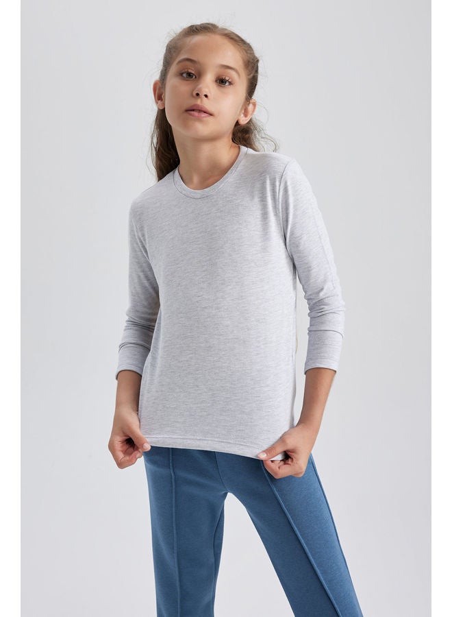 Girl Regular Fit Crew Neck Long Sleeve Knitted Long Sleeve Body