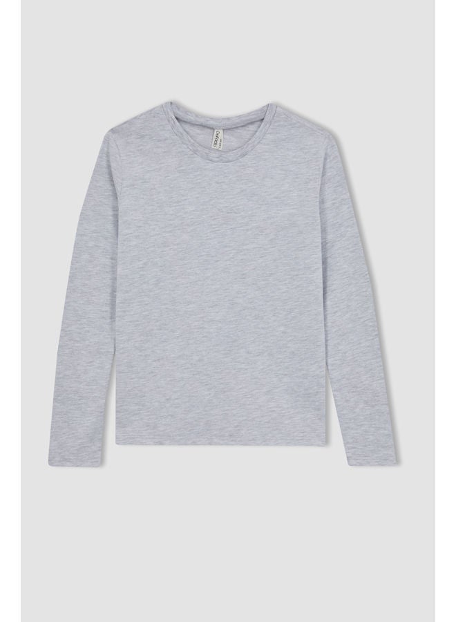 Girl Regular Fit Crew Neck Long Sleeve Knitted Long Sleeve Body