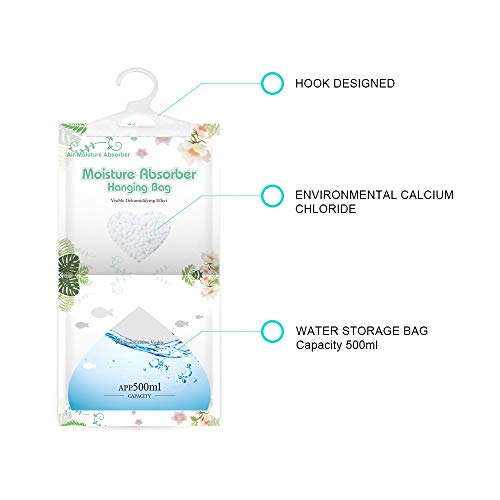 CANAGER Hanging Moisture Absorber-10 Packs, Hanging Dehumidifier Bags for Closet,Bedroom and kitchen,Fragrance Free,Moisture Absorb 12.5OZ - Image 3