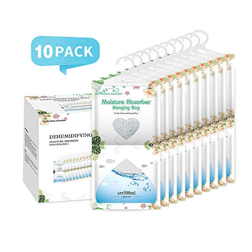 CANAGER Hanging Moisture Absorber-10 Packs, Hanging Dehumidifier Bags for Closet,Bedroom and kitchen,Fragrance Free,Moisture Absorb 12.5OZ - Image 2