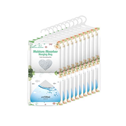 CANAGER Hanging Moisture Absorber-10 Packs, Hanging Dehumidifier Bags for Closet,Bedroom and kitchen,Fragrance Free,Moisture Absorb 12.5OZ - Image 1