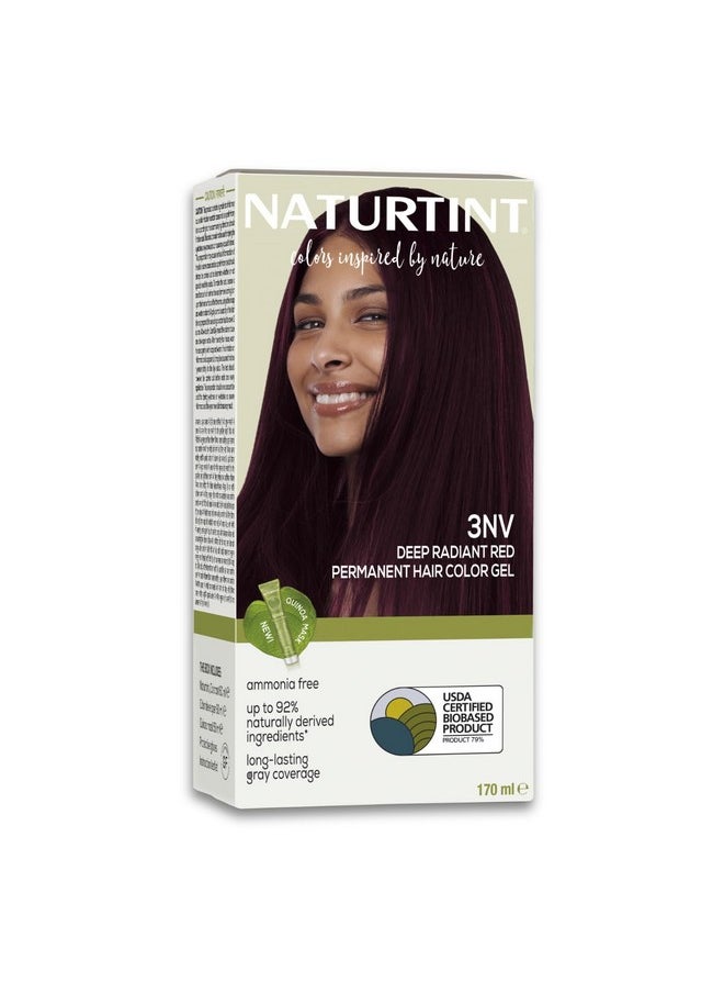 NATURTINT Permanent Hair Colour Burgundy 3Nv | 92% Natural Ingredients | 100% Grey Coverage Long Lasting Hair Colour | Usda Certified | Ammonia Free Vegan Hair Color Gel - 3Nv Deep Radiant Red 170 Ml  - Image 1