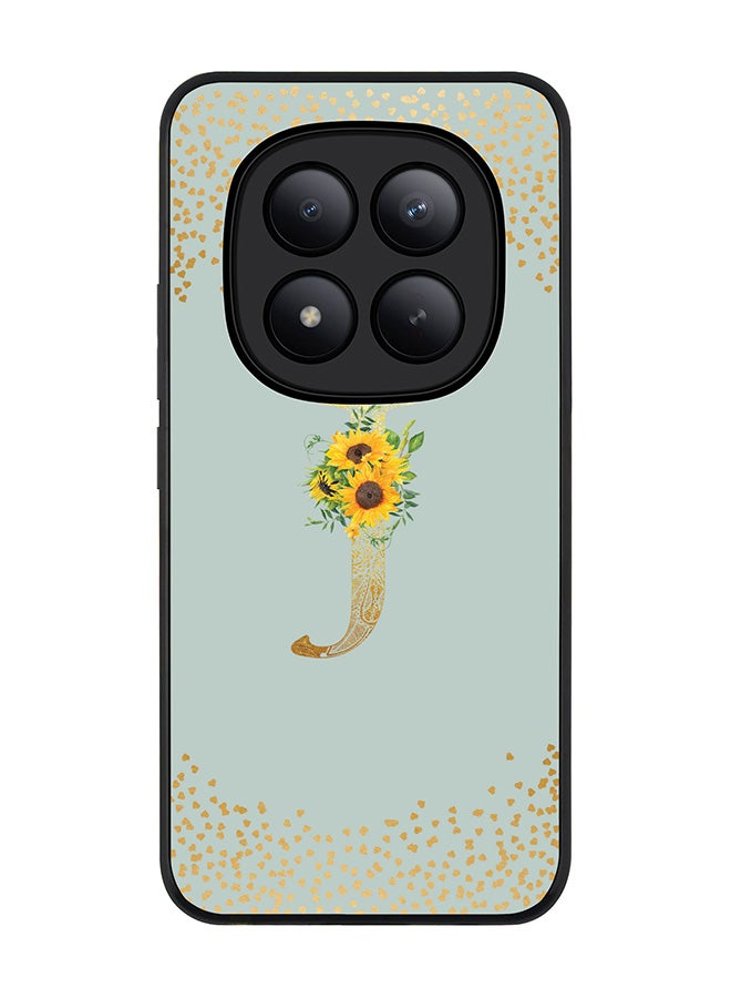 Stylizedd For Xiaomi Redmi Note 15 Pro+ / Poco M8 Pro Case,Slim fit Camera Protection, Shockproof Thin Phone cover  - Custom Floral Monogram - J  (Light Grey ) - Image 1