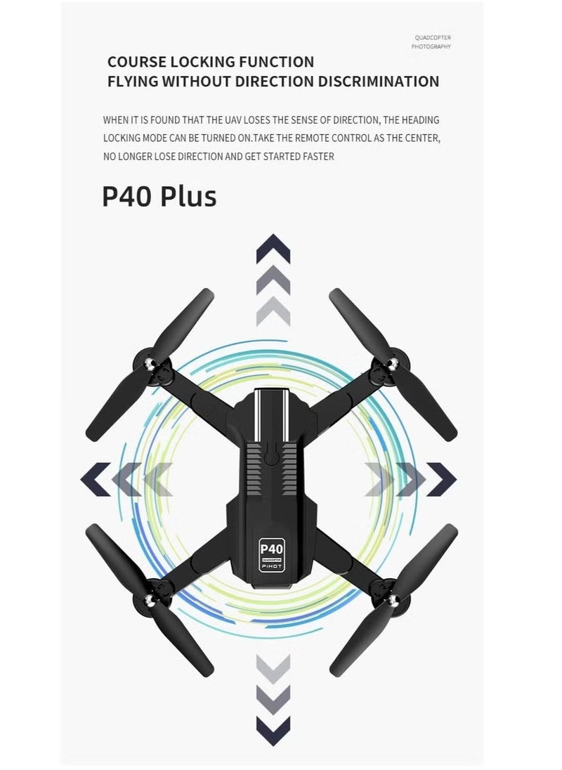 Generic P40 Drone with Dual Camera & Remote Adjustment – Visual Positioning, Portable Suitcase, 4K HD Camera Mode, Long Battery Life, Foldable Drone for Aerial Photography and Adventure - Image 2
