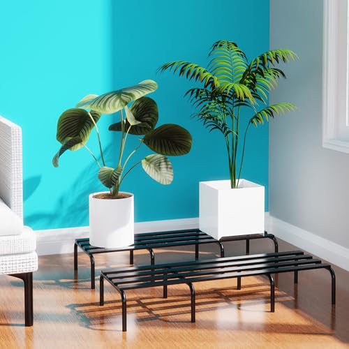 WonderStand ARMADA Heavy-duty Plant Stands (Set of 2) Rectangular Plant Stand for Balcony Metal Plant Stand for Living Room with 7 Layer Coating (Rectangle Black) - Image 1