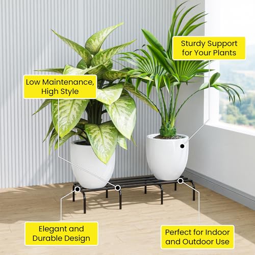 WonderStand ARMADA Heavy-duty Plant Stands (Set of 2) Rectangular Plant Stand for Balcony Metal Plant Stand for Living Room with 7 Layer Coating (Rectangle Black) - Image 4