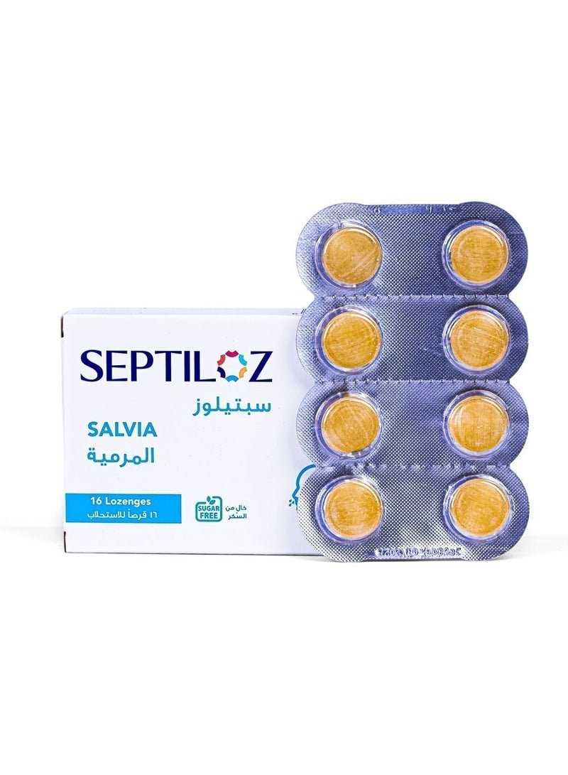 Septiloz Salvia Herbal Lozenges Sugar Free - Voice & Throat Care - 16 Count - Image 1