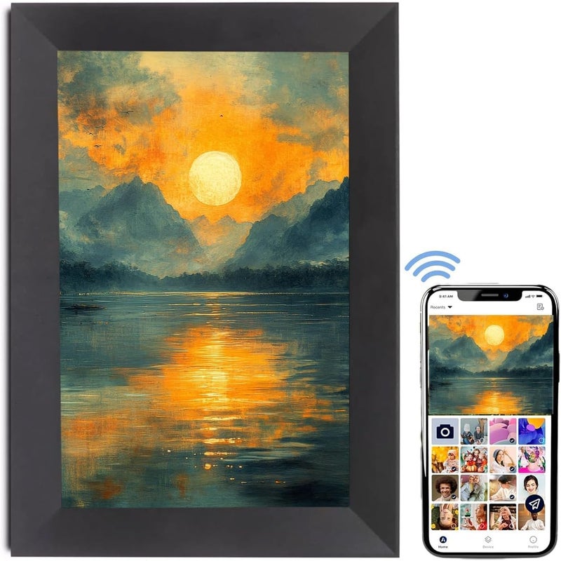 PICCASIO™ Digital Picture Frame 10.1” WiFi, 32GB Built-in Memory, HD IPS Touchscreen, Wall Mount, Auto-Rotate, App Control - Image 1
