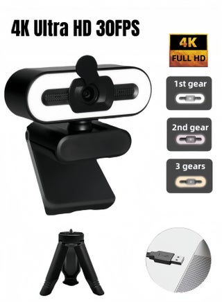 4K Ultra HD 30FPS Webcam with Auto Focus & Wide Angle Lens - Plug and Play USB, Built-in Noise Canceling Mic, Adjustable Stand for Streaming/Meetings - pzsku/Z4CA2BCBE61D1AAB331F5Z/45/1751809249/4ba20557-bb90-4547-a458-5124675d502a