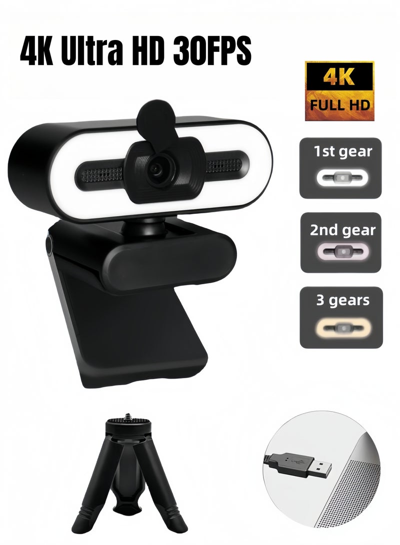 Angola Panda 4K Ultra HD 30FPS Webcam with Auto Focus & Wide Angle Lens - Plug and Play USB, Built-in Noise Canceling Mic, Adjustable Stand for Streaming/Meetings  - Image 1