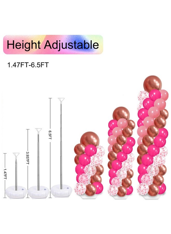 MLOLM - 2 Sets Balloon Column Stand Kit With 100 Balloons 6 Ft Adjustable Balloon Stands Kit For Floor Metallic Rose Red Balloon Arch Column For Wedding Bridal Shower Valentine'S Day Decorations - Image 1